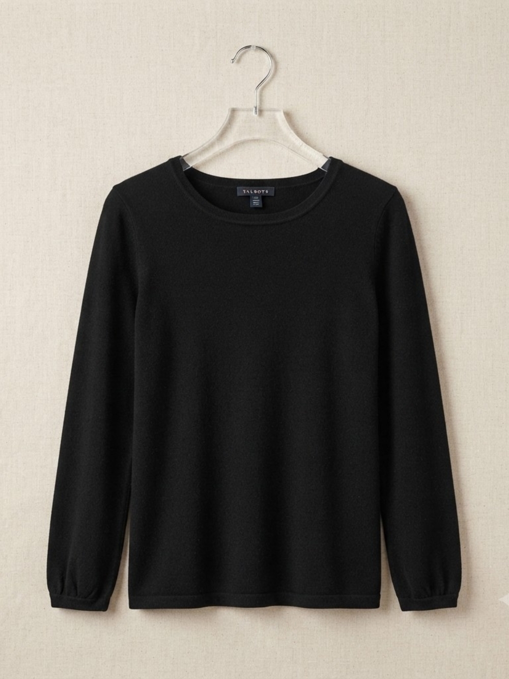 Talbots Women's Black Long Sleeve Sweater with Gingham Bows on Back - Size S